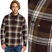 Koszule męskie - Lee RIVETED SHIRT Beet LUŹNA BAWEŁNIANA BRĄZOWA KOSZULA W KRATĘ FLANELA XL - miniaturka - grafika 1