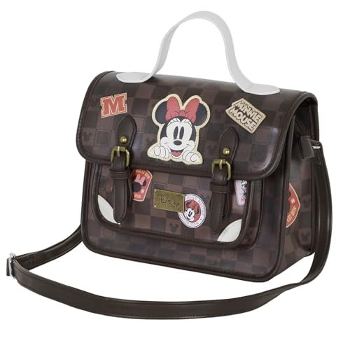 Disney Minnie Mouse Journey - tornister na ramię, plecak, brązowy, 27 x 20 cm, Brązowa Myszka Minnie, Jeden rozmiar, Tornister torba na ramię - plecak