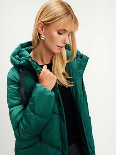 Ciemnozielona długa kurtka - Kurtki damskie Ciemnozielona długa kurtka - Kurtki damskie - miniaturka - grafika 1