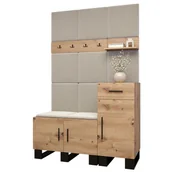 Meble do przedpokoju - Garderoba komoda szafka na buty z panelami tapicerowanymi i wieszakami meble do przedpokoju ARTIN 5 dąb artisan - miniaturka - grafika 1