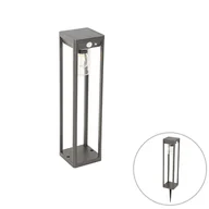 Lampy ogrodowe - QAZQA Słupek zewnętrzny ciemnoszary 40 cm z diodami LED i energią słoneczną - Sonne - miniaturka - grafika 1