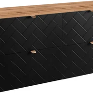 Szafki łazienkowe - Czarna szafka pod umywalkę MADIS 120 cm z blatem dąb wotan wisząca frezowane szuflady - miniaturka - grafika 1