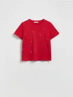 Koszulki i topy damskie - Reserved - T-shirt z aplikacjami - czerwony - miniaturka - grafika 1