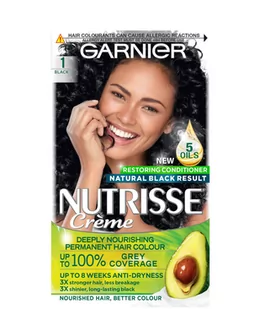 Farba do włosów Garnier Nutrisse Crème Nourishing Color 1 Black 60 ml (3600541375673) - Farby do włosów i szampony koloryzujące - miniaturka - grafika 1