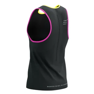 COMPRESSPORT Koszulka biegowa PRO RACING SINGLET black/safe yellow/neo pink - Bielizna sportowa męska - miniaturka - grafika 6