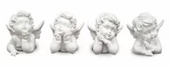 Figurki dekoracyjne - Figurka PIGMEJKA Zamyślony Aniołek, biała, 11x11x10 cm - miniaturka - grafika 1