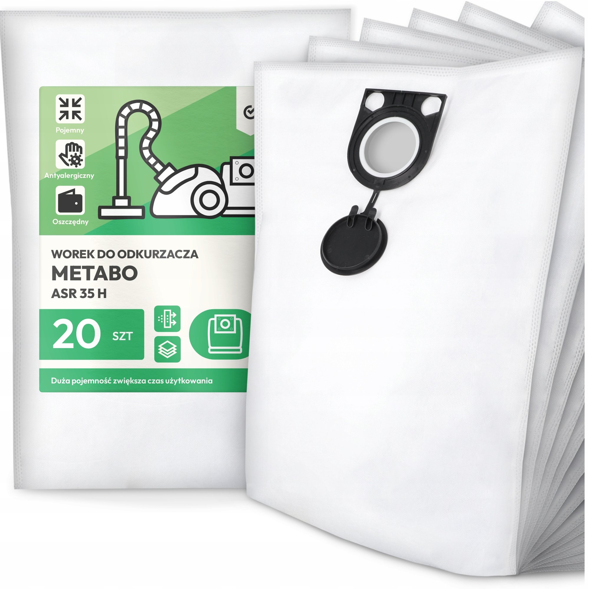 20x Worek do Odkurzacza Metabo Asr 35 H Syntetyczny Pojemny Mocny Worki G9