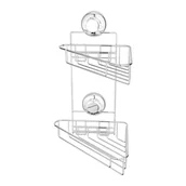 Półki łazienkowe - Srebrna narożna samoprzylepna metalowa półka łazienkowa Bestlock Bath – Compactor - miniaturka - grafika 1