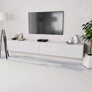 Szafki RTV - vidaXL Białe szafki pod telewizor, 2 szt., 120x40x34 cm, płyta wiórowa - miniaturka - grafika 1