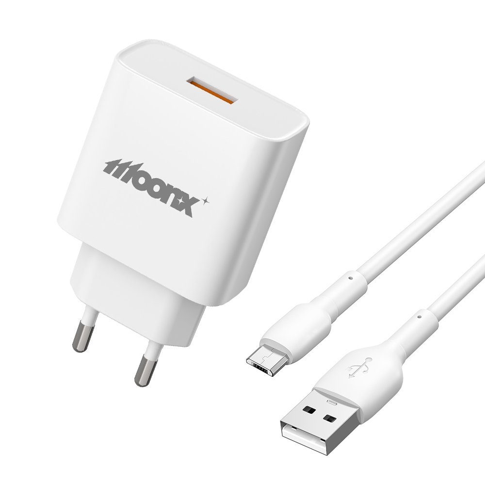 MOONX ładowarka sieciowa MC05 22,5W 1xUSB QC3.0 + kabel Micro Biały