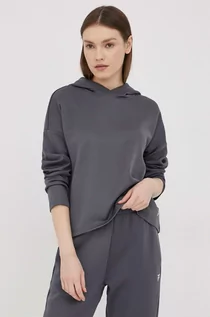 Bluzy damskie - Fila bluza damska kolor szary z kapturem gładka - grafika 1
