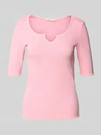 Koszulki i topy damskie - T-shirt o kroju slim fit z mieszanki bawełny - miniaturka - grafika 1