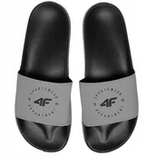 Klapki i japonki męskie - Klapki męskie 4F MM00FFLIM046A szare - miniaturka - grafika 1