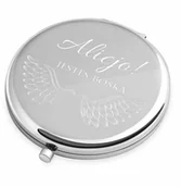 Lusterka do makijażu - Lusterko okrągłe srebrne z grawerem dla niej na imieniny - miniaturka - grafika 1