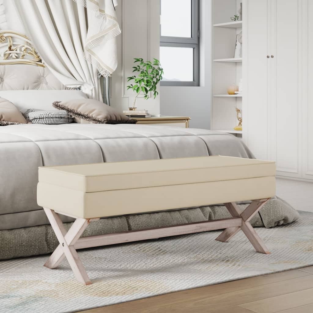 Stołek z miejscem do przechowywania Beżowy 110x45x49 cm Pościel