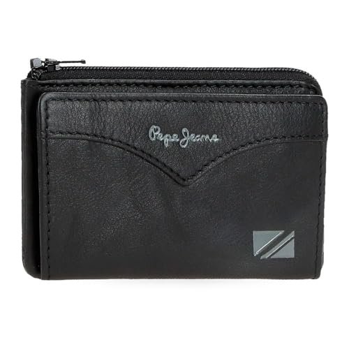 Pepe Jeans Kurtka Portfel z uchwytem na karty Czarny 11x7x1,5 cm Skóra by Joumma Bags, Czarny (Black), Talla única, Portfel na karty