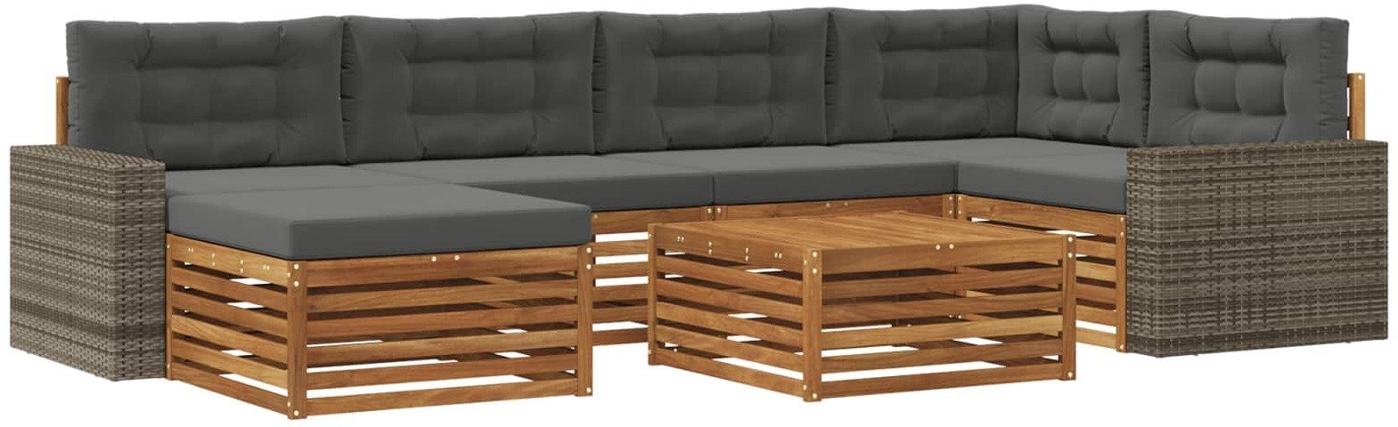 vidaXL Zestaw sof na zewnątrz z poduszką 7 pcs Naturalny i Antracytowy