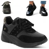 Półbuty damskie - Sneakersy Damskie SKÓRZANE Maciejka Półbuty Sportowe na Platformie Modne 40 - miniaturka - grafika 1