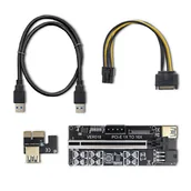 Akcesoria do serwerów - Riser PCI-E 1x - 16x | USB 3.0 | ver. 018 | SATA/PCI-E 6 pin - miniaturka - grafika 1