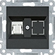 Gniazdka elektryczne - Hager Gniazdo komputerowe RJ45 kat. 6 FTP LUMINA - czarny mat - miniaturka - grafika 1