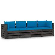 Sofy ogrodowe - VidaXL Lumarko Ogrodowa sofa 4-os. z poduszkami, impregnowane na szaro drewno 3068220 VidaXL - miniaturka - grafika 1