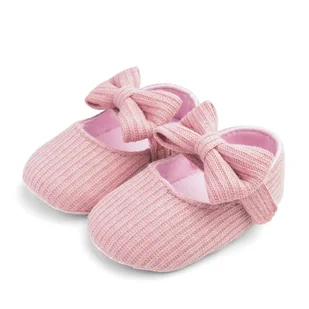 Dziewczęce śliczne buty z dzianiny z kokardką, miękka podeszwa antypoślizgowe wsuwane buty do chodzenia - Inne - miniaturka - grafika 1
