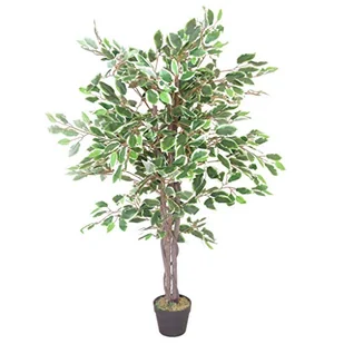 Leaf LEAF-7021 sztuczne drzewo Ficus, biała krawędź skrętu, 130 cm - Sztuczne drzewka - miniaturka - grafika 1