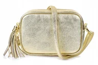 Torebki damskie - WŁOSKA torebka LISTONOSZKA z frędzlem SKÓRZANA - miniaturka - grafika 1