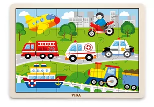 VIGA 51462 Puzzle na podkładce 24 elementy - pojazdy w mieście - Puzzle - miniaturka - grafika 1