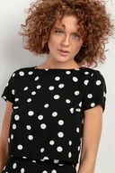 Koszule damskie - Top z wiskozy z krótkim rękawem T408, białe grochy - miniaturka - grafika 1