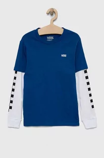 Bluzki damskie - Vans longsleeve bawełniany dziecięcy BY LONG CHECK TWOFER true blue/white kolor niebieski z nadrukiem - grafika 1