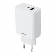 Ładowarki do telefonów - Szybka ładowarka Maxlife MXTC-10-30AC PD 30W 1xUSB-C + 1xUSB Biała - miniaturka - grafika 1