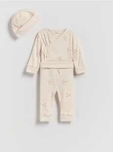 Reserved - Dzianinowy komplet z czapką - kremowy - Komplety dla niemowląt - miniaturka - grafika 1