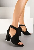 Sandały damskie - Czarne Sandały Botki ze Sprzączką na Słupku Ciarilora - miniaturka - grafika 1