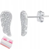 Biżuteria dla dzieci - SREBRNE KOLCZYKI SKRZYDŁA RODOWANE SREBRO 925, kolczyki wkretki dla dzieci - miniaturka - grafika 1