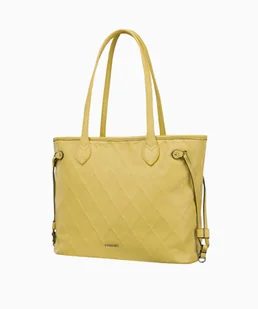 PUCCINI Żółta torebka damska typu shopper z ozdobnymi przeszyciami - Torebki damskie - miniaturka - grafika 1