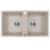 Zlewozmywaki - Kuchinox Zlewozmywak dwukomorowy Rab granit beżowy - miniaturka - grafika 1