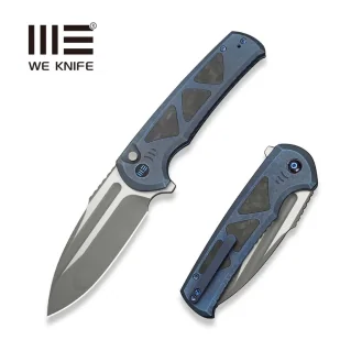 Nóż składany WE Knife Sylox Blue Titanium/Shredded Carbon Fiber, Gray Stonewashed/Satin M390 (WE24027-2) - Noże - miniaturka - grafika 1