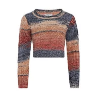 Swetry damskie - Tanuna Damski sweter z okrągłym wycięciem pod szyją w bloku kolorystycznym akrylowym brązowym, niebieskim, wielokolorowym, rozmiar XL/XXL, Brązowy, niebieski, wielokolorowy, XL - miniaturka - grafika 1