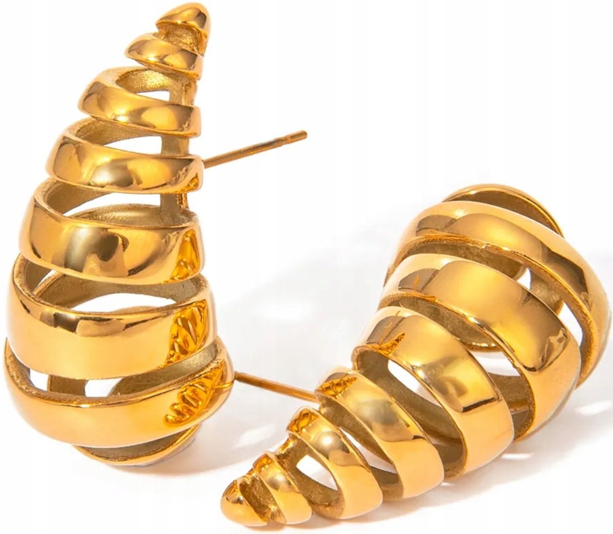 Złote Kolczyki Spiralne Modernistyczna Elegancja Modne Sztyft Pozłacane
