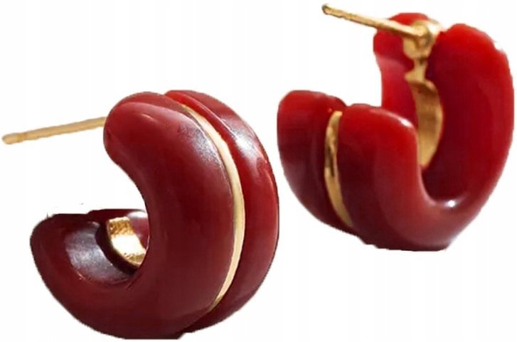 Nowoczesne Kolczyki Czerwone Eleganckie Stylowe Modne Sztyft