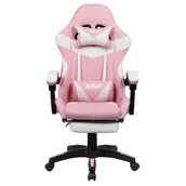 Fotele gamingowe - Fotel dla gracza gamingowy z podnóżkiem biało-różowy Sienna - miniaturka - grafika 1