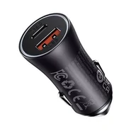 Ładowarki samochodowe - Baseus Golden Contactor Max USB-A + USB-C, 60W, CGJM000113 Ciemnoszara - miniaturka - grafika 1
