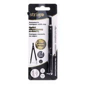 Przybory szkolne - Cyrkiel automatyczny szkolny z rysikiem ze skuwką czarny metalowy STRIGO - miniaturka - grafika 1