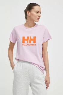 Koszulki sportowe damskie - Helly Hansen t-shirt bawełniany damski kolor różowy - grafika 1