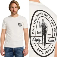 Koszulki męskie - Lee Working West Tee Luźny Biały Bawełniany T-Shirt Koszulka Nadruk Logo L - miniaturka - grafika 1