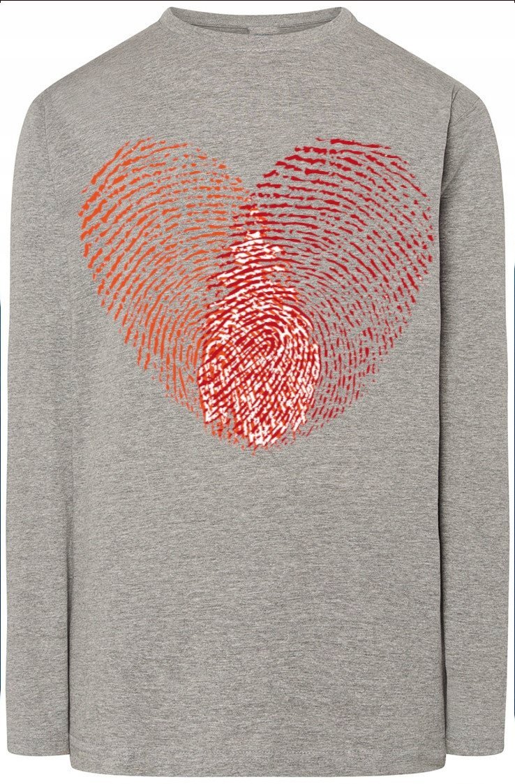 Walentynki Serce Nadruk Longsleeve Odciski r.XL