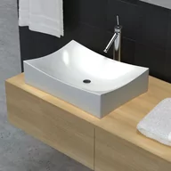 Umywalki - vidaXL  Umywalka łazienkowa, biała porcelana nietypowy kształt 65,5 x 39 - miniaturka - grafika 1
