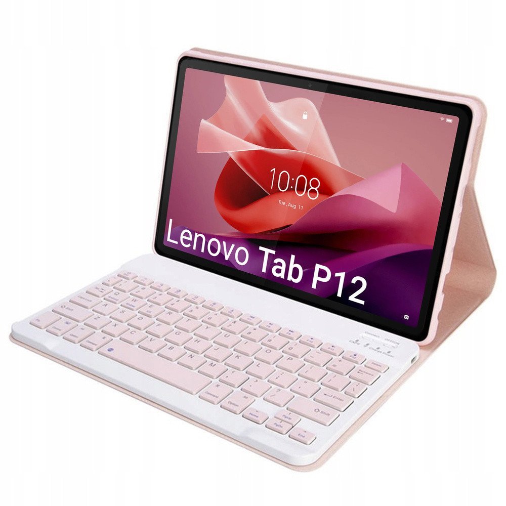 Etui z klawiaturą Bluetooth do Lenovo Tab P12 TB-370 Różowe 5905101598218