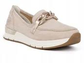 Mokasyny damskie - Mokasyny damskie RIEKER 58944-60 beżowe wygodne złota ozdoba r. 36 - miniaturka - grafika 1